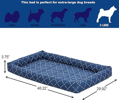 Midwest Homes for Pets 40248-BLD Quiet Time Couture Ashton Bolster Pet Bed, X-Large Dog/48, Blue