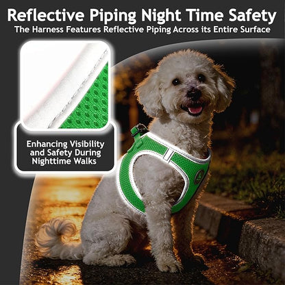 Kruz Dog Harness (Chest 13.5"-14", Weight 4–6 lbs) Athletica Adjustable Heavy Duty No Choke Puppy Vest for Small Dogs Lightweight Air Mesh, Reflective, Puppy Essentials – Mint Green, X-Small