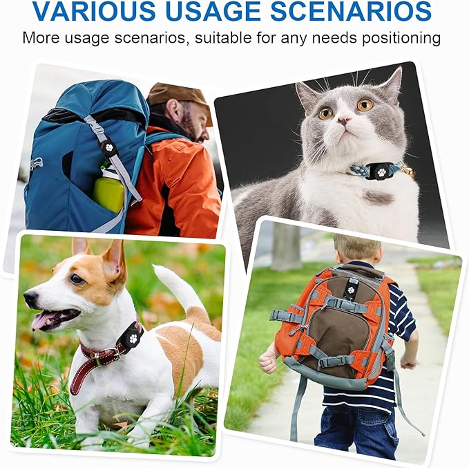 Smart Pet Tracker for Collar - Dog Trackers Pet Location Tracker with Holder, No Monthly Fee, Compatible with Apple Airtag Find My (iOS Only, Not for Android), Anti-Lost Device for Pets, Bag Straps