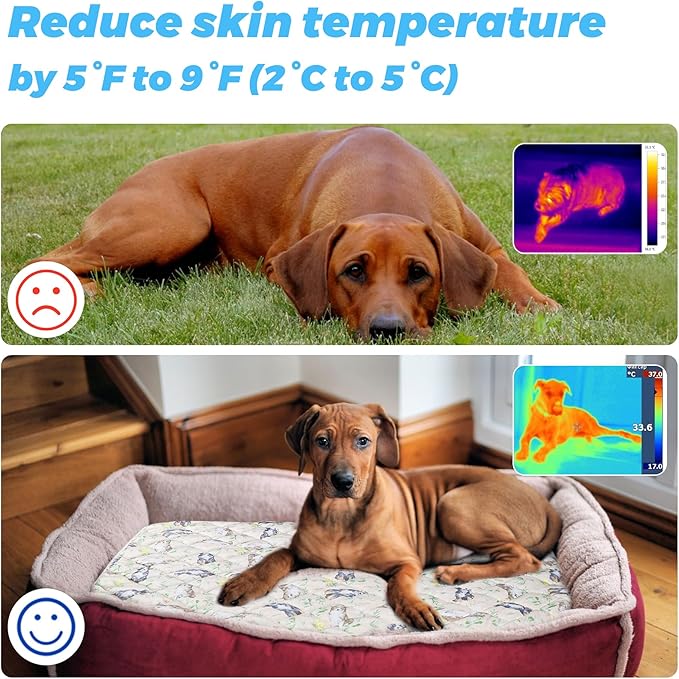 Dog Cooling Mat, Pet Washable Non-Toxic Summer Dogs Cats Cooling Pads Sleeping Kennel Mats Cool Ice Blanket for Indoor & Outdoor Dog Beach Essentials Brown Large