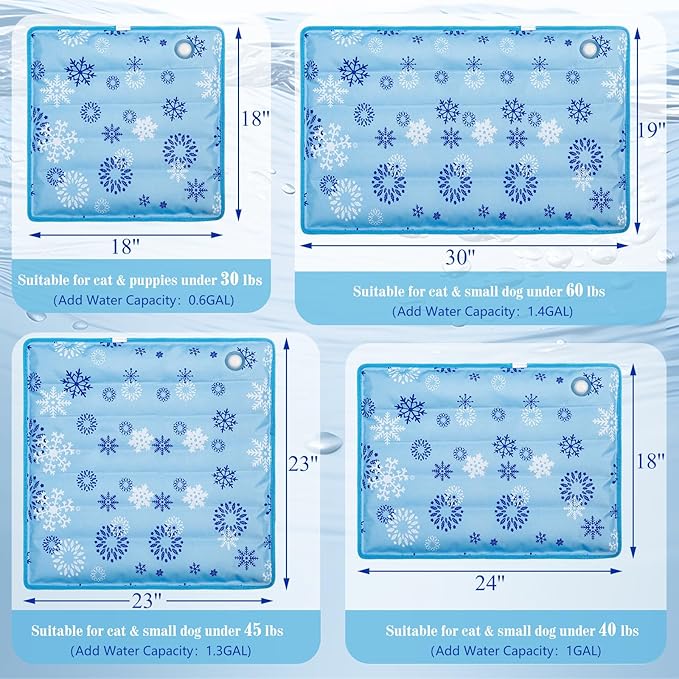 Dog Cooling Mat Water Injection Pet Cool Pads Dogs & Cats Pet Cooling Blanket for Outdoor Car Seats Beds (Azure, 24 * 18IN)
