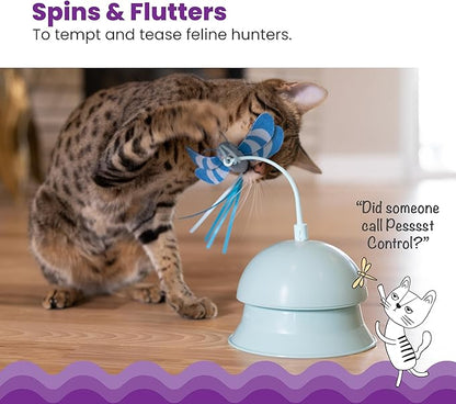 Catstages 2-in-1 Flutter Dome Electronic Cat Toy – Plush Motion Toy for Indoor Cats, Ball Track Add-On, Blue