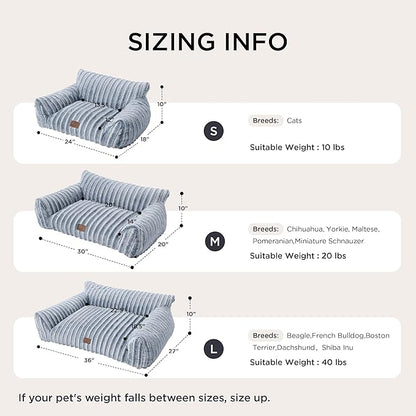 Bedsure ComfyFleece Cute Cat Couch for Pets - Fluffy Cat beds with Premium Soft Corduroy Fleece, Fuzzy Cats beds for Indoor Cats with Washable Cover, Supportive Pet Sofa, 24inch, Vintage Indigo