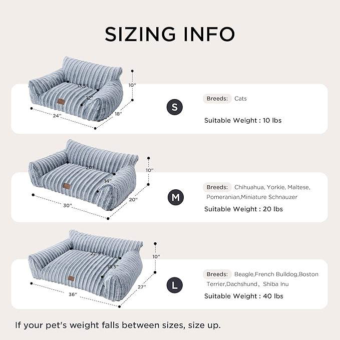 Bedsure ComfyFleece Cute Dog Couch for Medium Dogs- Fluffy Pet Sofa, Dog Couch Bed with Removable, Washable Cover, Supportive Pet Bed for Medium Large Dogs, 36inch, Vintage Indigo