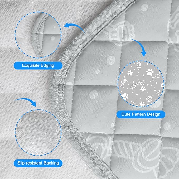 MH MYLUNE HOME Dog/Cat Cooling Mat, Cool-Chill Cooling Fiber & Endothermic Color Changing Pet Mat, 20'x30', Foldable & Washable, Non-Toxic Summer Pet Blanket, Light Gray