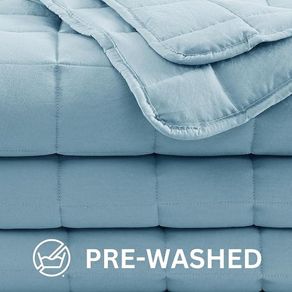 Casa Platino Ultra Soft Quilted Blanket - Pre-Washed, All Season, Fluffy Microfiber Down Alternative King Size Bed Blanket - French Blue