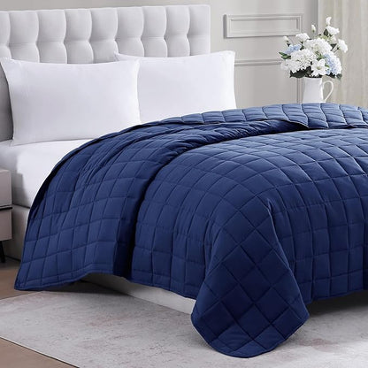 Casa Platino Navy Blue Blanket - Soft Pre-Washed Microfiber Down Alternative Queen Size All Season Bed Blanket