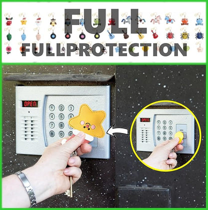 Leather Keychain Holder Case Compatible with AirTag,Cute Protective Cover with Keyring,Anti-Scratch Finder GPS Tracker Case for Wallet Keys,bag,pets,Backpack(Star)
