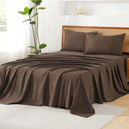 Litanika Super King Plus Size Comforter Set with Sheets Brown - 7 Pieces Bed in a Bag Oversized King Boho Tufted Complete Bedding Sets with Comforter, Sheets, Pillowcases & Shams