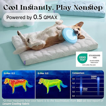 LE SURE Cooling Dog Bed for Small Dogs, Q-Max>0.5 Cooling Mat with Removable Washable Cover, Breathable Orthopedic Egg Crate Foam Summer Pad for Active/Long-Haired/Senior Pets/Cats/Puppy, 23x17 Inch