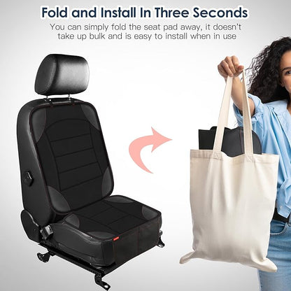 Sinvitron Car Seat Protector for Child Car Seat - Waterproof Non-Slip Leather Mat with 2 Mesh Pockets, Universal Seat Cover for Baby, Pets & Vehicles(2-Pack,Black)