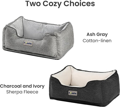 PAWSPIK Heated Cat Bed, Heated Dog Bed for Pets Indoor, Electric Pet Bed Warmer for Cats and Dogs (Charcoal and Ivory)