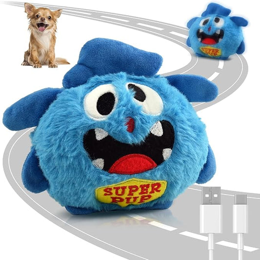 Petbobi Interactive Dog Toys Ball, USB Rechargeable Moving Dog Toy with Barking Sounds, Plush Monster Ball with Washable Cover, 4.9" Pet Toy for Small & Medium Dogs, Christmas & Birthday Gift