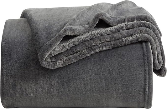 KMUSET Fleece Blanket Twin Size Dark Grey Lightweight Throw Blanket Super Soft Cozy Microfiber Blanket Factory Shop