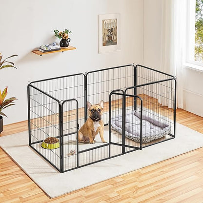 Topeakmart 32-Inch 6 Panel Heavy Duty Portable Pet Playpen Dog Exercise Pen Cat Fence Crate Cage Kennelwith Door Puppy Rabbits Play Pen,Outdoor/Indoor,Black