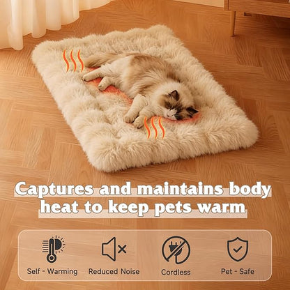 Self Warming Cat Bed, Self Heating Cat Mat & Warming Pad with Plush Fleece 18"x24", Non-Slip – Indoor Heated Cats Pad for Kittens, Small Dogs & Senior Pets