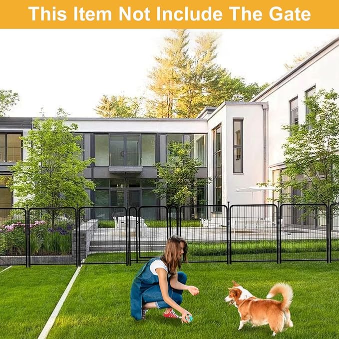 Getlay Doorless Dog Playpen 56inch 10 Panels, Dog Fence Outdoor for Yard, Garden Fence for Medium/Large Pets. Black Dog Pens Total22.1 Ft(L)
