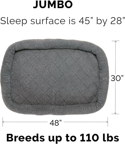 Furhaven Dog Bed for Large Dogs, 100% Washable, Sized to Fit Crates - Sherpa Fleece Bolster Crate Pad - Gray, Jumbo/XXL