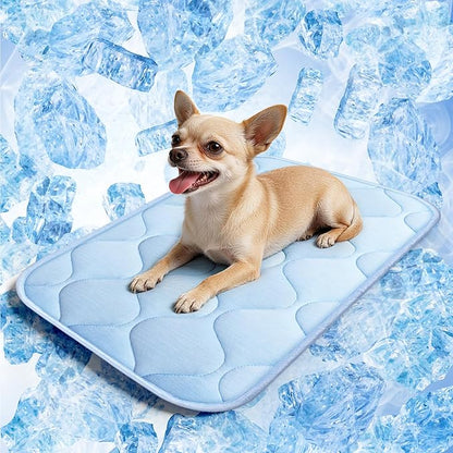 Cooling Mat for Dogs and Cats 24" x 18", Premium Pet Cooling Bed Indoor Outdoor with Waterproof Cover & Ice Silk, Summer Cool Pad for Puppy Kitty, Non-Slip Washable Pet Blanket for Crate Kennel