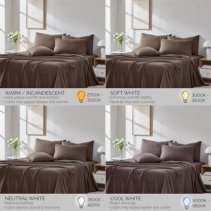 Southshore Fine Living, Inc. 7-Piece Split King Sheets Sets for Adjustable Bed, 21-Inch Split King Size Sheets Deep Pocket Set, Fitted and Flat Sheet Set, Brown Pillow Cases, Chocolate Brown Bedding