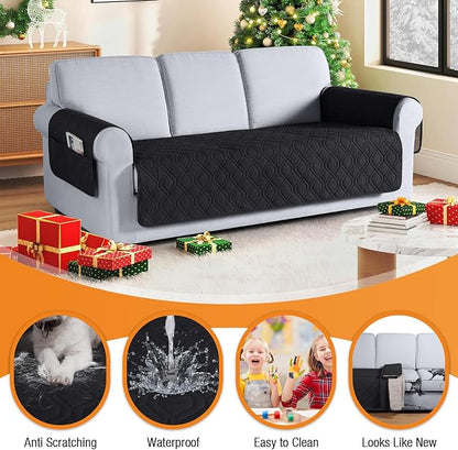 VANSOFY Couch Cover, Waterproof Sofa Covers Washable Slipcover Furniture Protector Couch Seat Covers Non-Slip Couch Cover for Dogs, Pets(Sofa, Black)