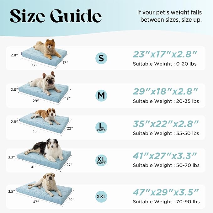 LE SURE Cooling Dog Beds Large Sized Dog, Q-Max>0.5 Cooling Mat with Removable Washable Cover, Breathable Orthopedic Egg Crate Foam Non-Slip Summer Pad for Active/Senior/Long-Haired Pets, 35x22 Inch