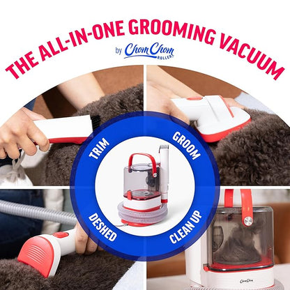 ChomChom Roller Dog Vacuum for Shedding Grooming – Dog Grooming Kit with Dog Brush Vacuum Attachment, Pet Hair Clipper with Guards, Large-Capacity Bin