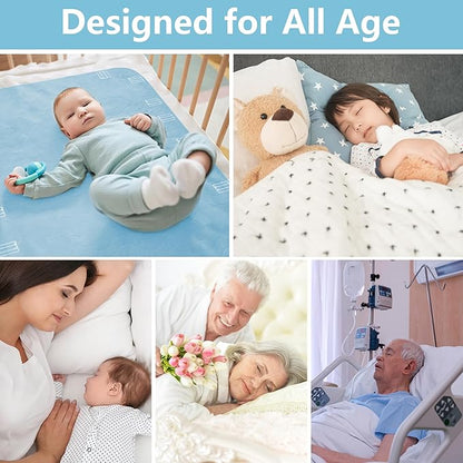DAHAPYBOO Improvia Positioning Bed Pad 34"x36" with 4 Reinforced Handles,Washable Underpads 4 Pack Incontinence,Heavy Absorbency Reusable for Elderly, Kids Adults, Waterproof Quick Drying for Bed