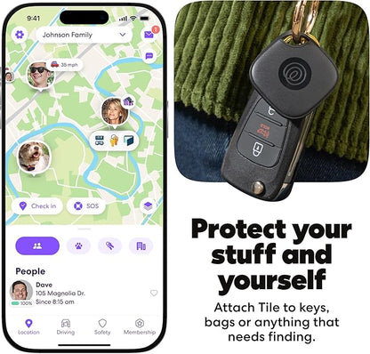 Life360 Tile - Bluetooth Tracker, Keys Finder and Item Locator for Keys, Bags and More. Phone Finder. Both iOS and Android Compatible. 4-Pack (Black)