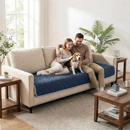 FunFurry Waterproof Dog Blanket, Couch Cover for Dogs Washable, Reversible Dog Bed Cover, Couch Furniture Protector. (Dark＆Light Blue, 30 X 53 Inch - 1 Pack)
