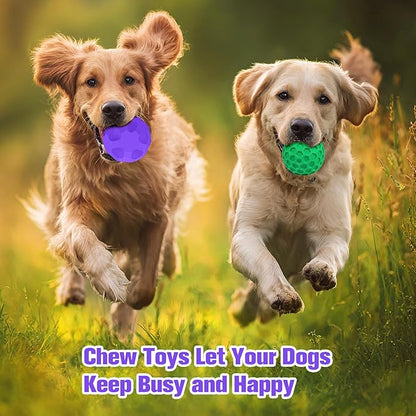 2 Pack Interactive Dog Toys for Aggressive Chewers, 3.15”Squeaky Balls for Dogs and 3.54” Treat Dispensing Dog Toys, Squeaky Dog Balls for Large Dogs,Treat Puzzle Toy,Indestructible Toy Ball