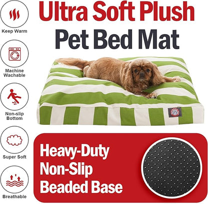 Majestic Pet Shredded Memory Foam Dog Bed Medium with Removable Washable Cover 35x29x4 Inch - Rectangle Orthopedic Dog Bed for Senior Dogs–Flat Durable Dogs Crate Bed - Vertical Stripe - Sage