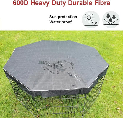 Dog Playpen Cover Sun/Rain Proof Top,Provide Shade and Security for Indoor and Outdoor,Dog Pen Cover Fits All 24 Inch 8 Panels Pet Playpen (Playpen not Include)