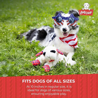 Multipet Lamb Chop Dog Plush Toy - Squeaky Toy for Small & Medium Dogs - Extra Soft Plush - Stuffed Animal for Cuddling & Playing 10" Cream, 5 Squeakers (Pack of 3)