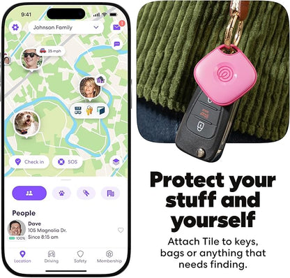 Life360 Tile - Bluetooth Tracker, Keys Finder and Item Locator for Keys, Bags and More. Phone Finder. Both iOS and Android Compatible. 4-Pack (Colors)