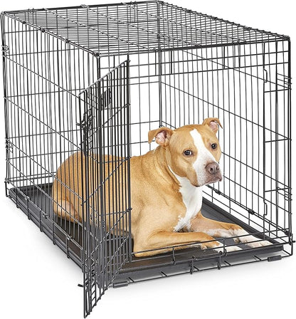 MidWest Homes for Pets 36-Inch iCrate for Medium-Large Breeds, 41-70 lbs, Single Door Folding Dog Crate with Divider Panel, Leak-Proof Tray & Secure Latches, Portable, Durable & Easy to Assemble