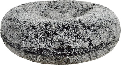 Bessie and Barnie - Luxury Extra Plush Faux Fur Bagel Pet/Dog Bed (Midnight Frost, S)
