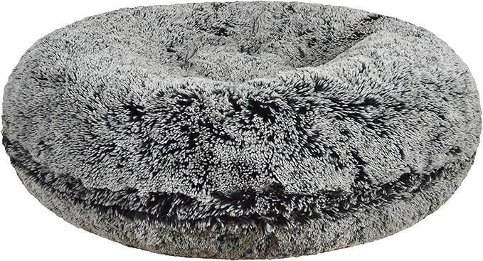 Bessie and Barnie - Luxury Extra Plush Faux Fur Bagel Pet/Dog Bed (Midnight Frost, Me)