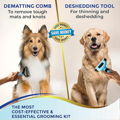 Fur Magic Medium Deshedding Tool & Dematting Comb – Grooming Brushes for Dogs, Cats, Horses – Reduce Shedding and Remove Knots, Mats and Loose Undercoat