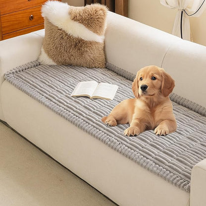 MYSKY HOME Couch Covers for 2 Cushion Sofa, Couch Cover for Dogs, Sofa Covers for Pets Washable, Soft Non-Slip Sofa Slipcovers, Loveseat Couch Covers, Furniture Protector, Light Grey, 27.6" x 59"
