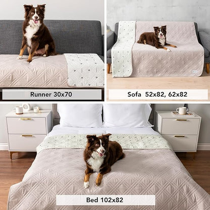 PetAmi Waterproof Couch Cover for Dogs, Reversible Furniture Cover Sofa Protector for Pet Cat Bed, Washable Blanket Dog Cover for Couch Seat, 52x82 Beige