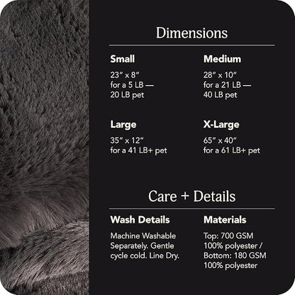 UnHide Floof Pet Bed - Medium (28" x 10") - Extra Soft Dog Bed - Removable Faux Fur Cover - Machine Washable - Helps Ease Pet Anxiety & Provides the Perfect Sleep - Charcoal Charlie