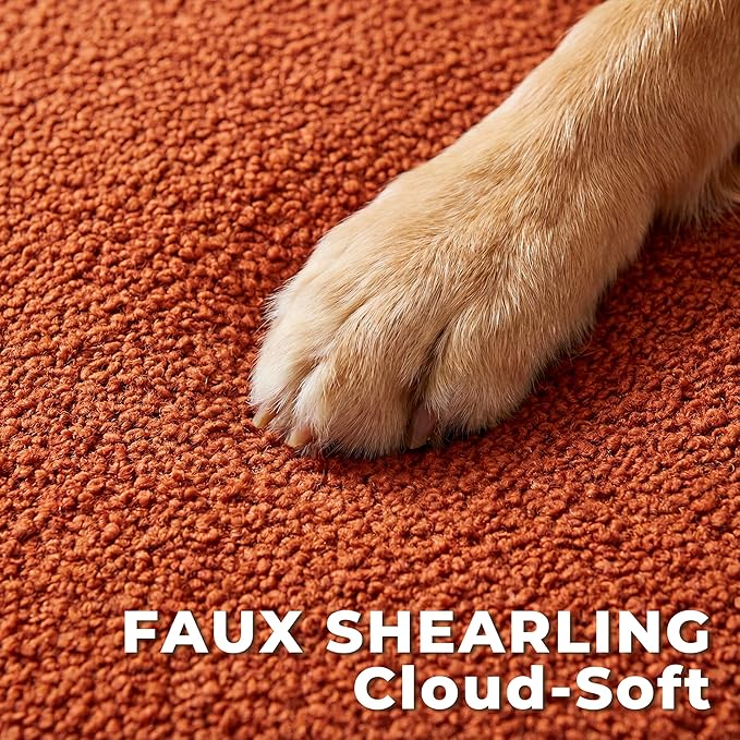 39.4" Orange Large Dog Couch Bed for Large Dogs Under 80lbs, Semi-Wrapped Round Faux Shearling Elevated Dog Sofa Chair, No Assembly Required Luxurious Indoor Furniture Style Pet Supplies