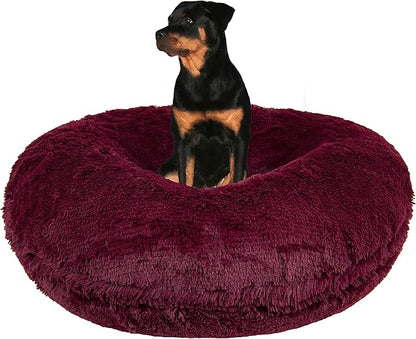 Bessie and Barnie Signature Rosewood Luxury Shag Extra Plush Faux Fur Bagel Pet/Dog Bed (Multiple Sizes)