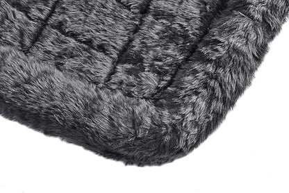 MidWest Homes for Pets Dog Bed – Gray Faux Fur Bolster, Ultra-Soft and Machine Washable, Fits 24-Inch Crates and Carriers, for Small Dogs and Cats