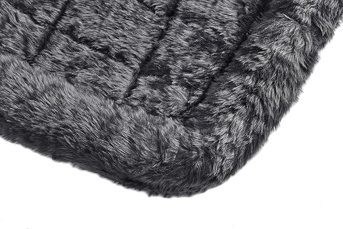 MidWest Homes for Pets Dog Bed – Gray Faux Fur Bolster, Ultra-Soft and Machine Washable, Fits 30-Inch Crates and Carriers, for Medium-Sized Breeds