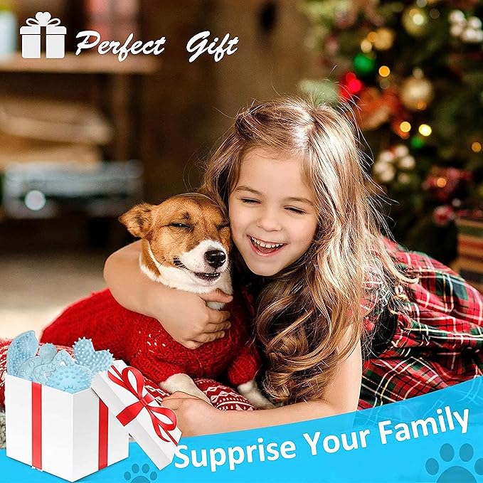 6 Pack Pet Dog Puppy Chew Toys for Teething Small Dogs,Soft Natural Rubber Blue Interactive Dog Puppy Toys Fun Cleaning Squeaky,Funny Dog Chew Toys for Small Medium Breed