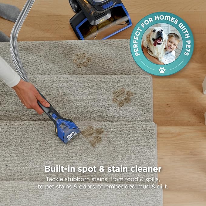 Shark CarpetXpert HairPro | Upright Carpet, Area Rug & Upholstery Cleaner | Carpet Shampooer | Handheld Spot & Stain Eliminator | Pet Hair Pickup & Odor Removal | 2 Cleaning Tools | Cobalt | EX251BRN