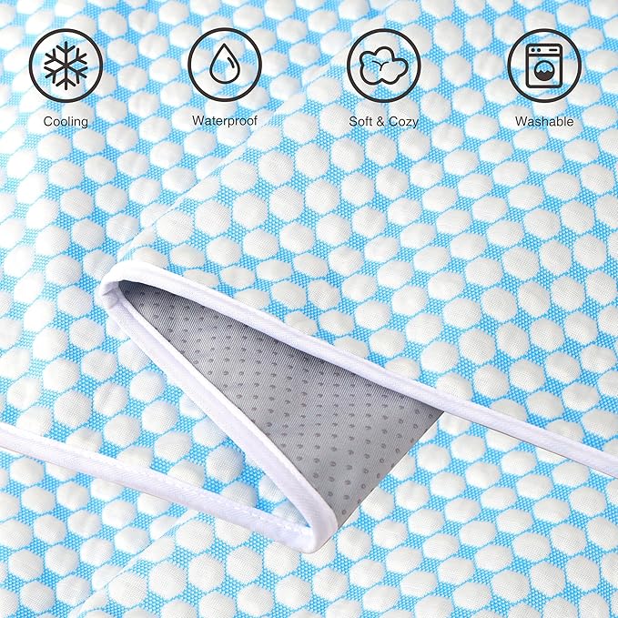 Cooling Blanket for Dogs - Q-MAX>0.4 Waterproof Pet Throw Blanket Bed Cover, Non-Slip Dog Blankets for Couch Protector, Washable Furniture Cover for Summer, Pearl Blue,30x70