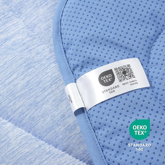 Cozy Bliss Cute Shell Shape Cooling Mat for Medium Dogs, Non-Slip, Leakproof Washable Pet Cooling Mat for Hot Weather with Q-Max 0.5, Indoor and Outdoor Summer Pad, Heather Haze Blue, 35"x40"